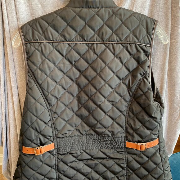 Ci Sono Vest Sherpa Lined Tan Quilted Full Zip Vest Women Size MED With Pockets - Picture 2 of 6